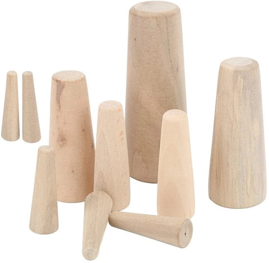 Set di Pluggi in Legno da 10 pezzi - Pluggi Conici in Legno - Diversi Diametri - Adatti per Barche/Yacht - Pluggi di Emergenza - Legno Morbido - Pluggi per Barche