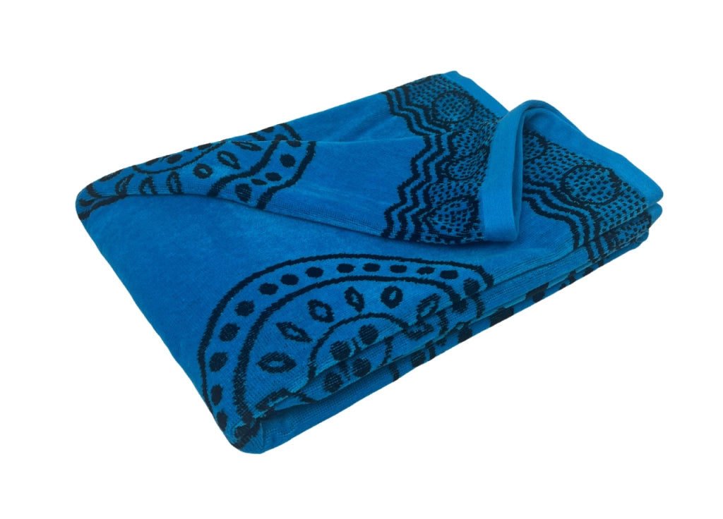 Telo Mare Jacquard Spugna Asciugamano Spiaggia Disegno Vita - Telo Mare - Azzurro