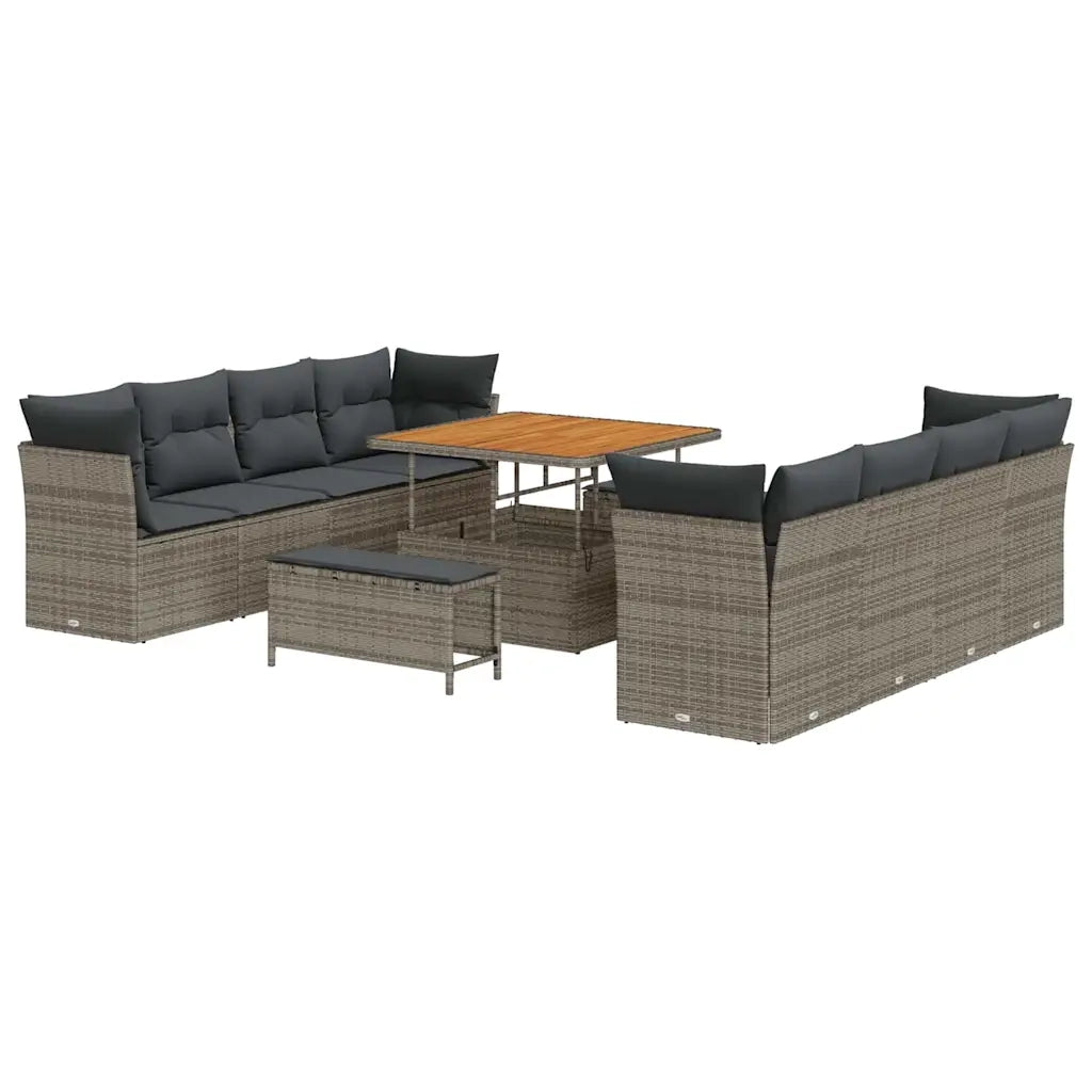 Set Divano da Giardino 11 pcs Grigio polyrattan 3361468