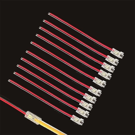 Strisce LED 2-punt connettore senza saldatura, connessione senza guaina 10 pezzi, 10cm cavo per strisce LED a 5mm COB.