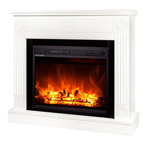 Camino Elettrico da Pavimento 80x95x27 cm Effetto Fiamma 1500W Bonita & Lorance Bianco/nero