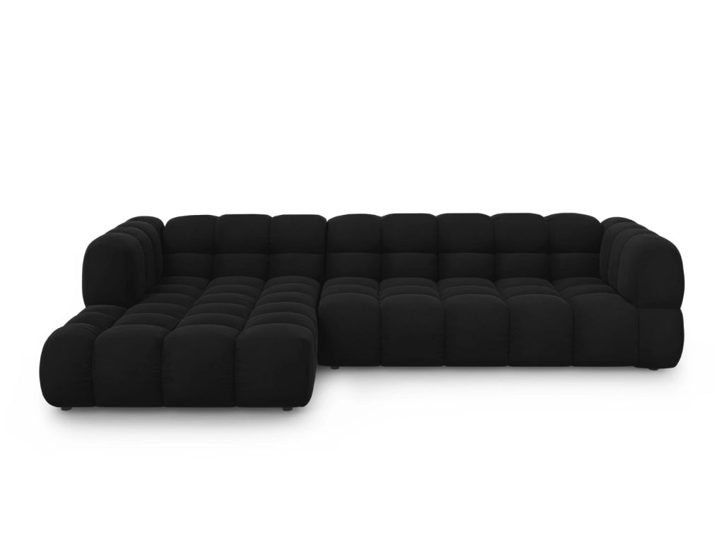 Cosmopolitan Design - Divano angolare modulare sinistro "Sky" 4 posti in velluto nero 