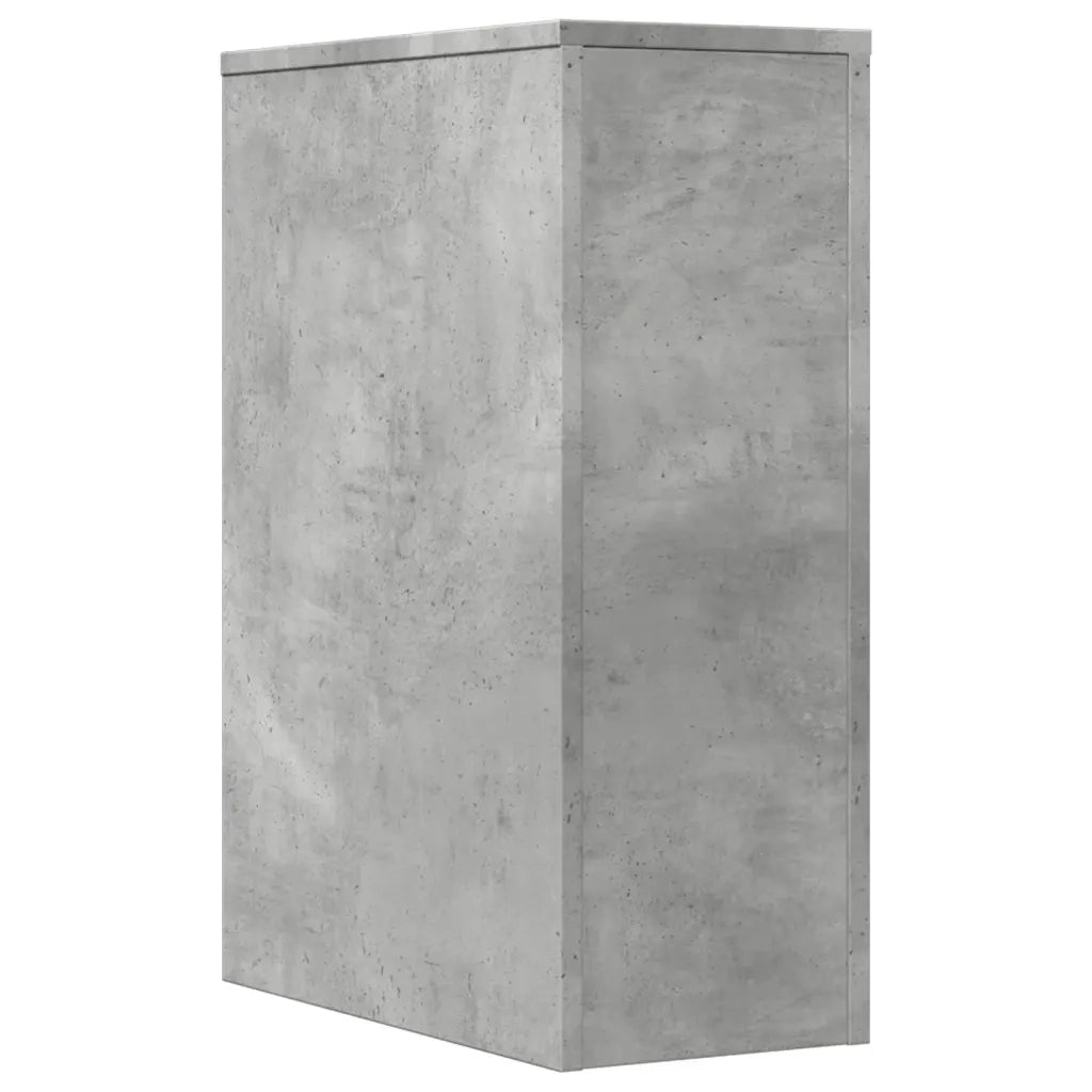 Armadietto da Bagno Stretto con Ruote Grigio Cemento Truciolato 855280