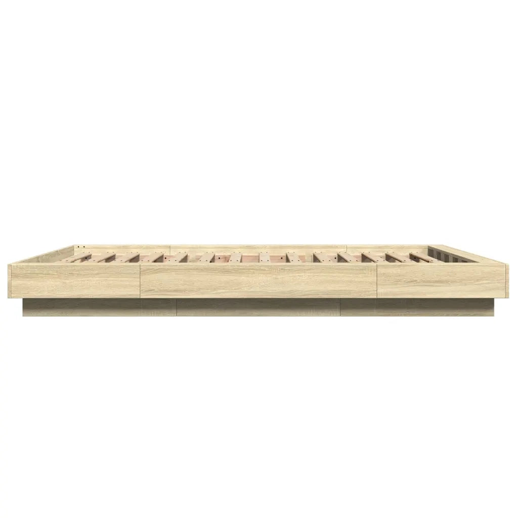 Giroletto Luci LED-Struttura Letto con LED Rovere Sonoma 120x200 cm Legno Multistrato 282301