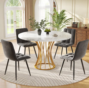 Set tavolo da pranzo 80x80x76 cm con 4 sedie; MDF; metallo; velluto multicolore