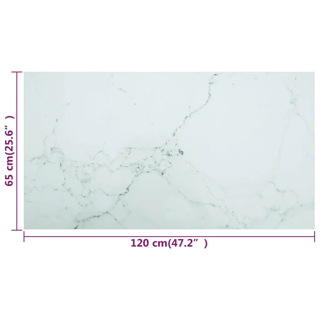 Piano per Tavolo Bianco 120x65 cm 8 mm in Vetro Aspetto Marmo  cod mxl 74725