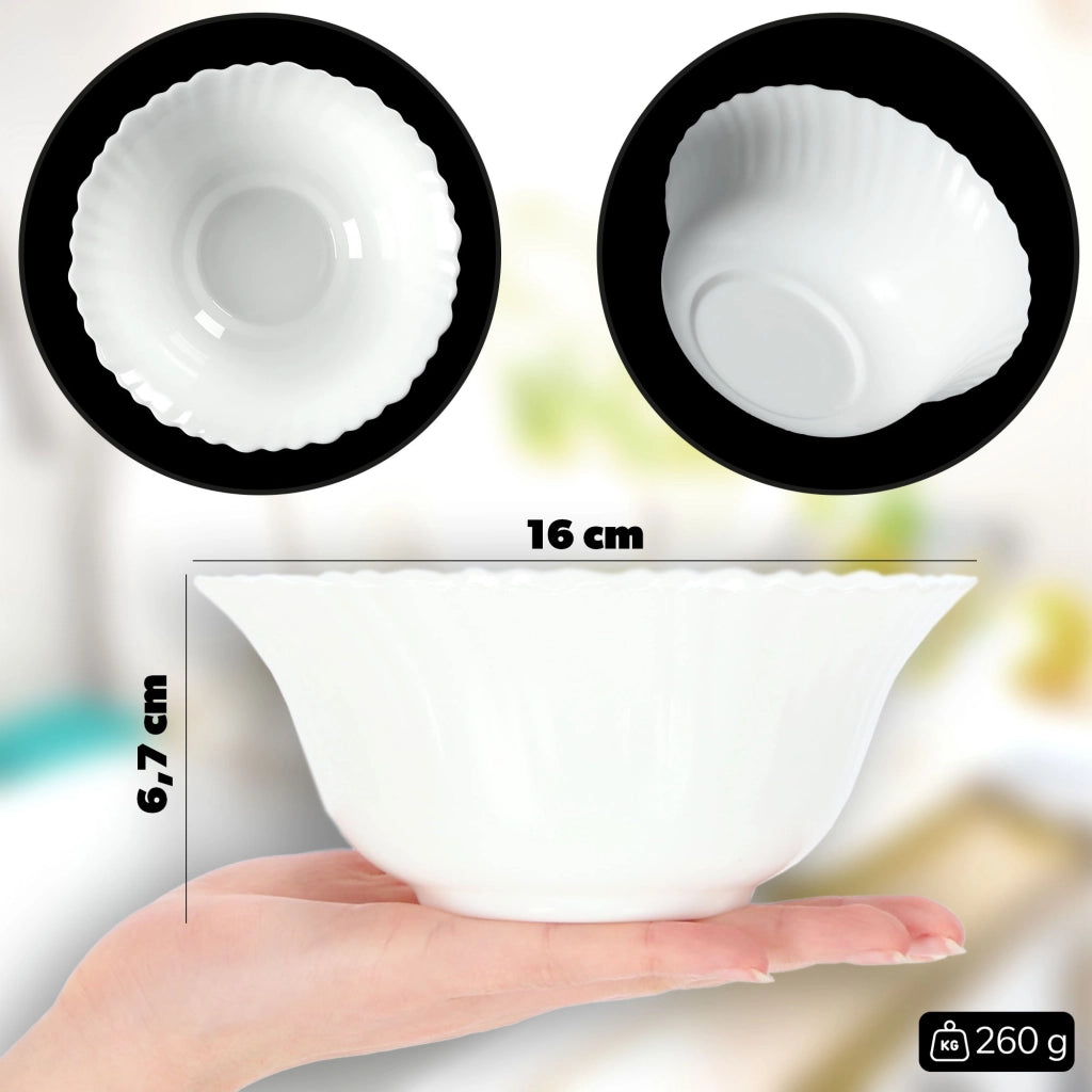 KADAX 6x Ciotola in vetro per insalata Ciotola per snack bianca 16 cm