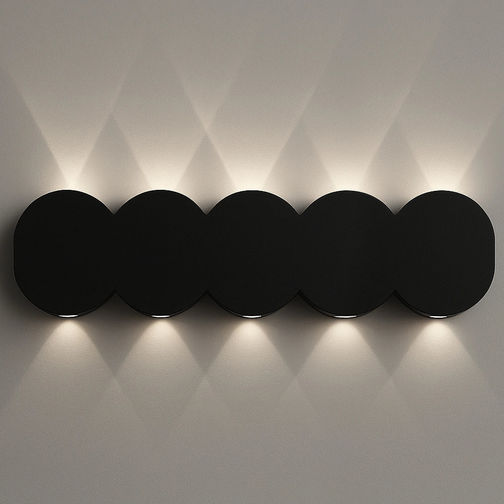 Applique da Muro LED 10Luci Bianco Freddo Esterno Interno Alluminio 26x8x3 cm Nero