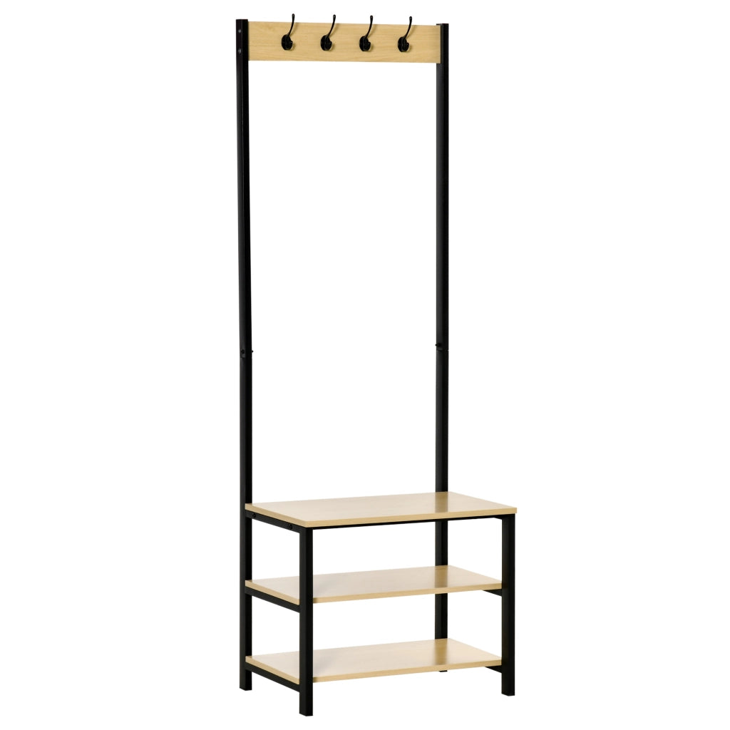 Appendiabiti con scaffale e ganci ¨C zephmum ¨C nero e naturale 60x40x175 cm