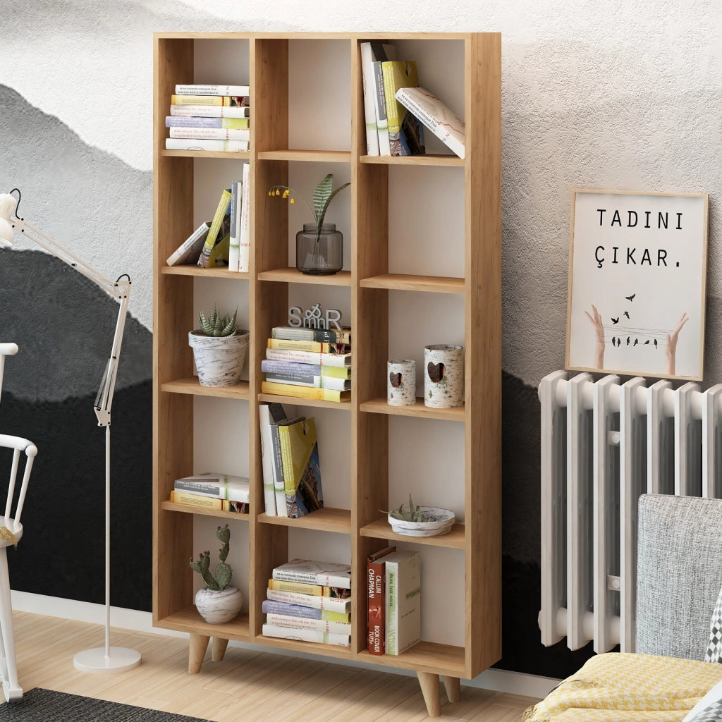 Libreria in legno "Zipa" 100 x 25 x 184 cm - Rovere