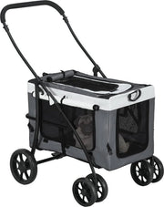 Doppio Utilizzo Carriola per Piccoli Cani e Trasportatore per Animali - Carriola per Gatti Ripiegabile con Cassa Rimovibile