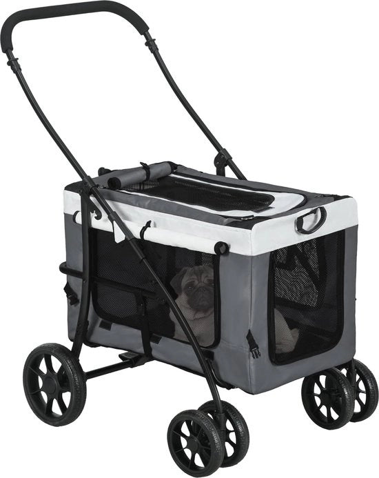 Doppio Utilizzo Carriola per Piccoli Cani e Trasportatore per Animali - Carriola per Gatti Ripiegabile con Cassa Rimovibile