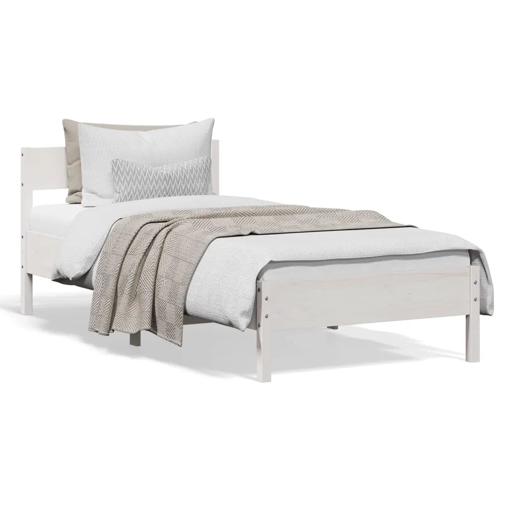 Letto senza Materasso-Struttura Letto Bianco 75x190 in Legno Massello di Pino 320781