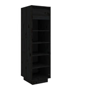 Scarpiera mobiletto portascarpe mobile per ingresso/corridoio/soggiorno 30 x 34 x 105 cm legno di pino massiccio nero 02_0021960
