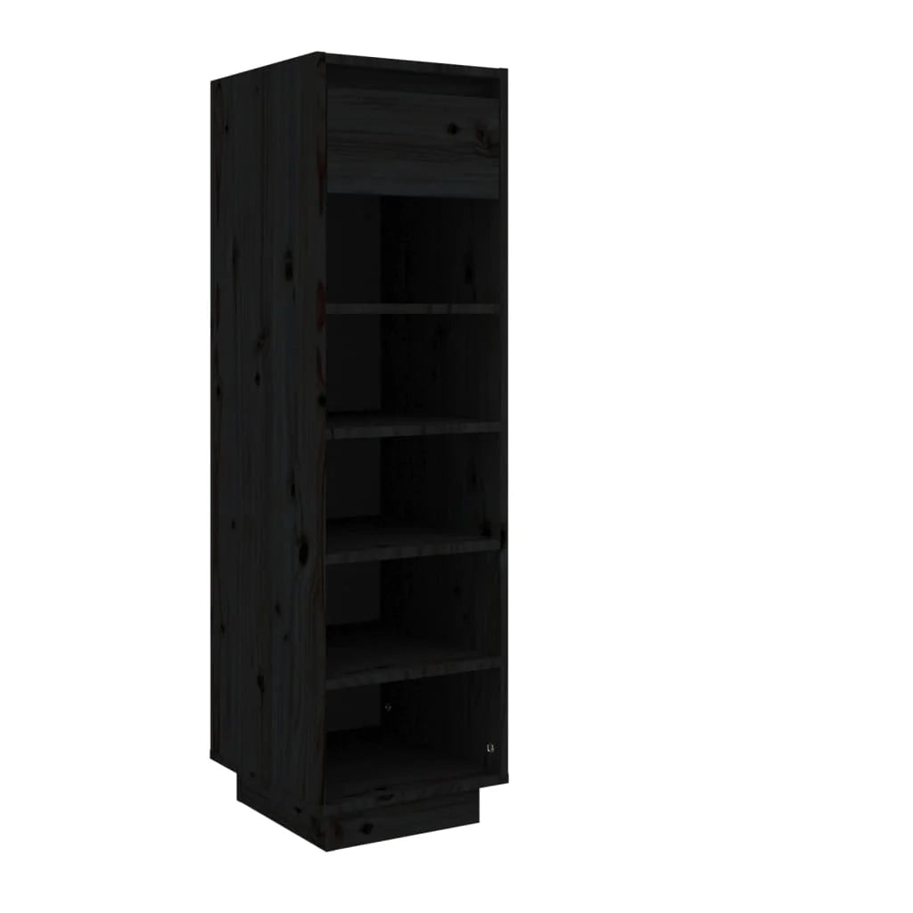 Scarpiera mobiletto portascarpe mobile per ingresso/corridoio/soggiorno 30 x 34 x 105 cm legno di pino massiccio nero 02_0021960
