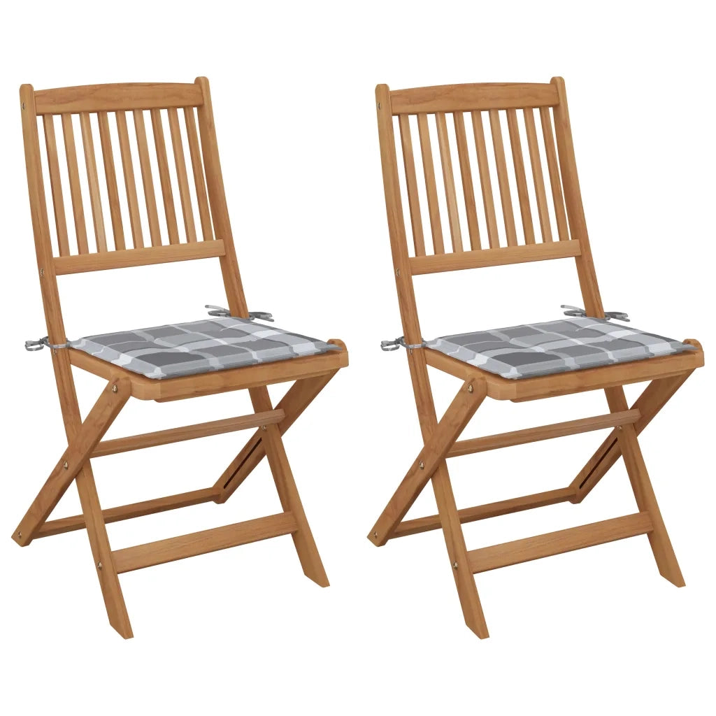 Sedie da Giardino Pieghevoli 2 pz con Cuscini Massello Acacia cod mxl 7752
