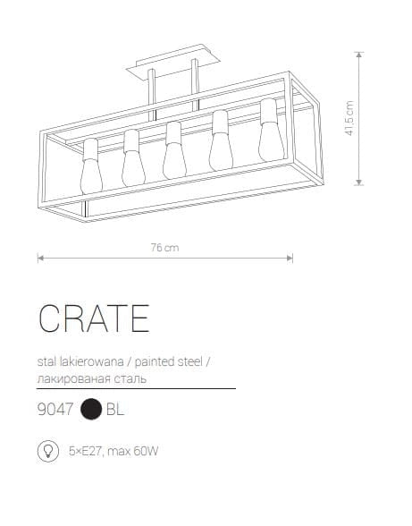 Plafoniera CRATE Nowodvorski nera 76cm metallo 5xE27