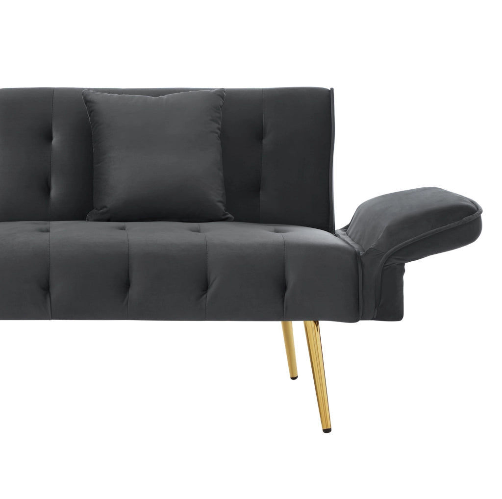 Divano letto 215x81.5 cm con schienali regolabili in schiuma grigio antico