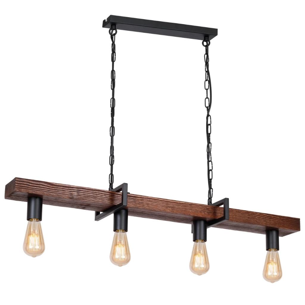 Lampada a sospensione Hard loft nero/legno 103cm 4xE27