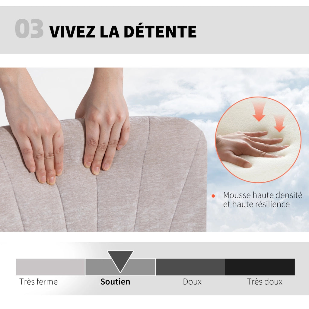 Sedia da ufficio in tessuto chenille, senza braccioli, regolabile in altezza ¨C zephmum ¨C beige, 62x67x83-93cm