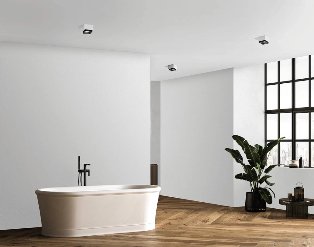 SYME lampada da Soffitto 1 Luce attacco GX53 Quadrata Nero in gesso e alluminio l.11cm
