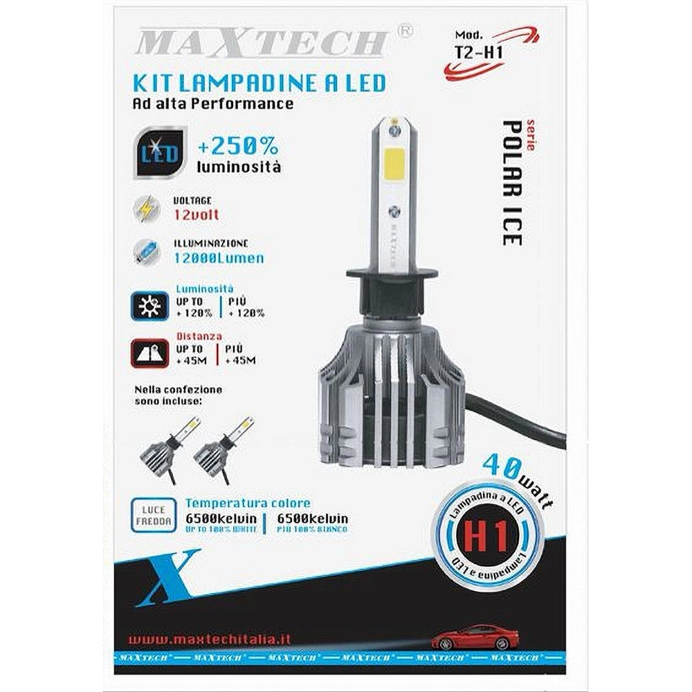 Trade Shop - Coppia Lampadine Led H1 Auto Luce Bianca 6500k 12000lm Attacco 40w Maxtech T2-h1 -