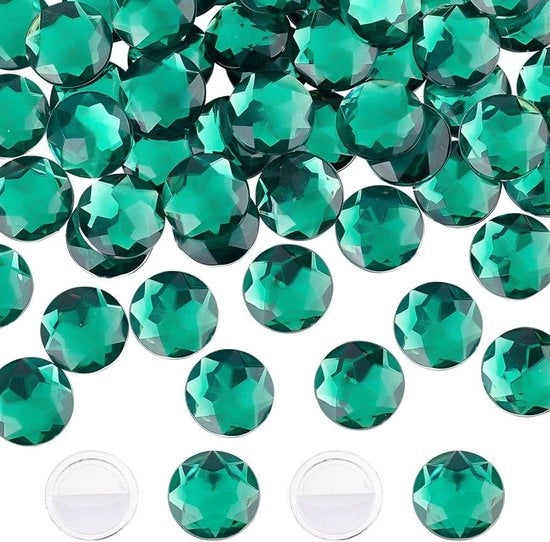 60 pezzi di decorazioni in cristallo di vetro circolari a forma di cerchio da 20mm, adesivi, con gemme di plastica grandi, per costume e cosplay.