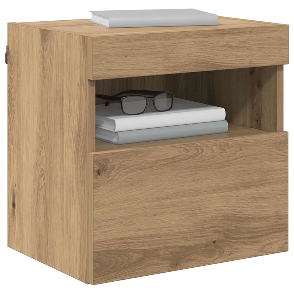 Mobile TV da parete con LED Rovere artigianale 40 x 30 x 40 cm