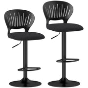 Sgabello da Bar con Poggiapiedi ¨C Xylo ¨C Tessuto Effetto Lino e Metallo Nero, 40.5x43x84-105 cm