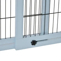 Cancellino per Cani Estensibile da Interno in Legno e Acciaio, 104-183x36x69cm, Blu-grigio