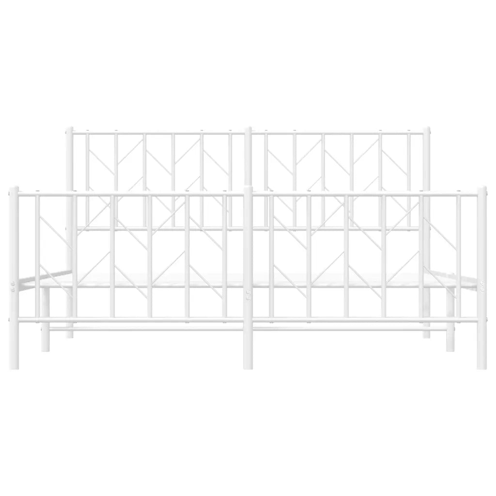 Giroletto con Testiera e Pediera Metallo Bianco 150x200 cm 374506