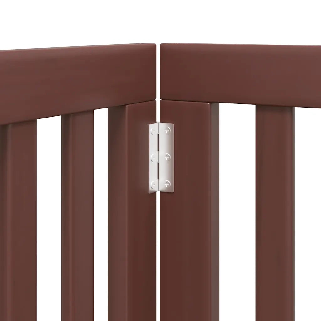 Cancello Cani Porta Pieghevole Marrone 9 Pannelli 450cm Pioppo CFW1883563