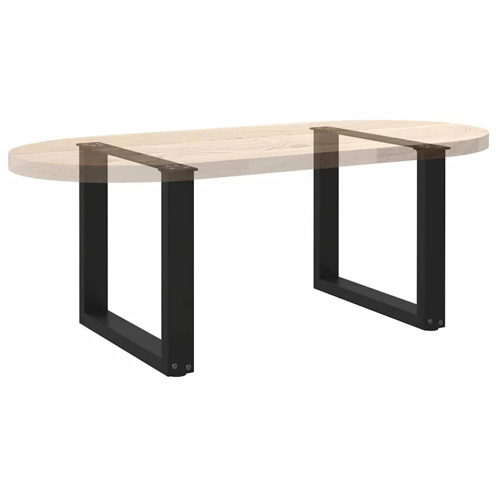Set di 2 gambe per tavolino da caffè a forma di U nere 50 x 42-43 cm con piedini regolabili design moderno in acciaio nero 02_0057396