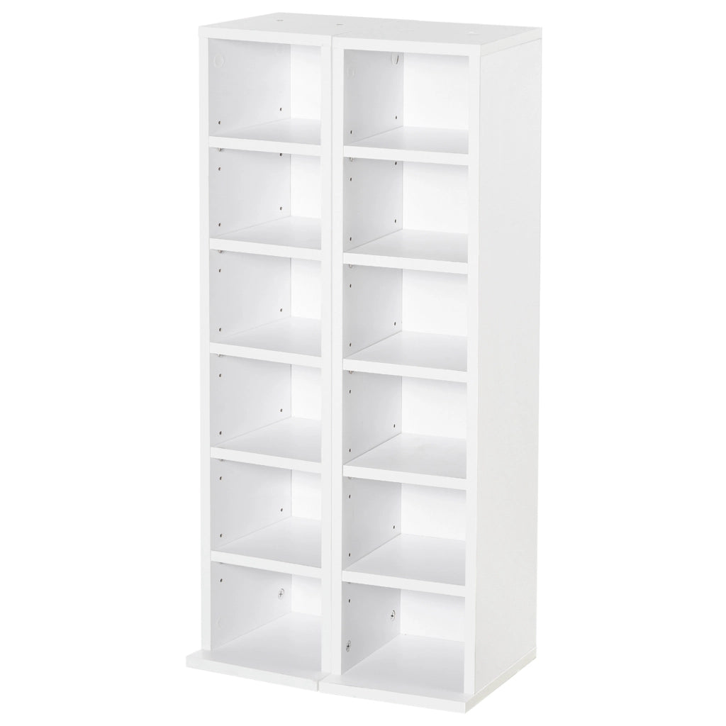 Libreria per CD DVD con 12 Scomparti Aggiustabile ¨C Zephmum ¨C Bianco 88x22x21 cm