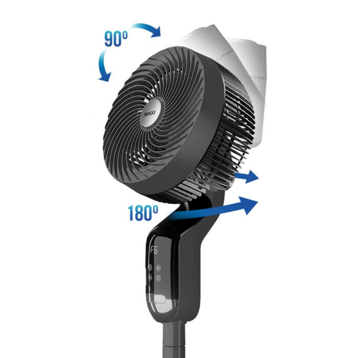 Ventilatore a colonna con telecomando 50W, oscillazione 3D e timer 12 ore, 8 velocità e display touch LED - Sogo