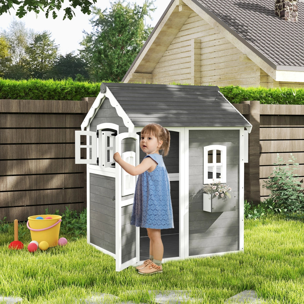 Casetta per bambini in legno di pino grigio ¨C zephmum ¨C 90x90x120
