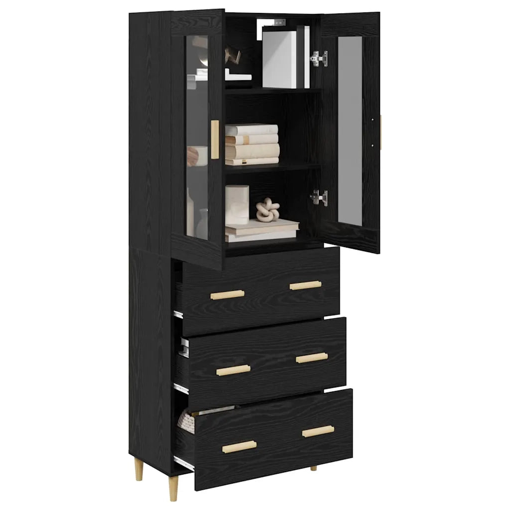 Credenza con Cassetto-Buffet-Armadio da cucina Rovere Nero 69,5 x 34 x 180 cm 361865