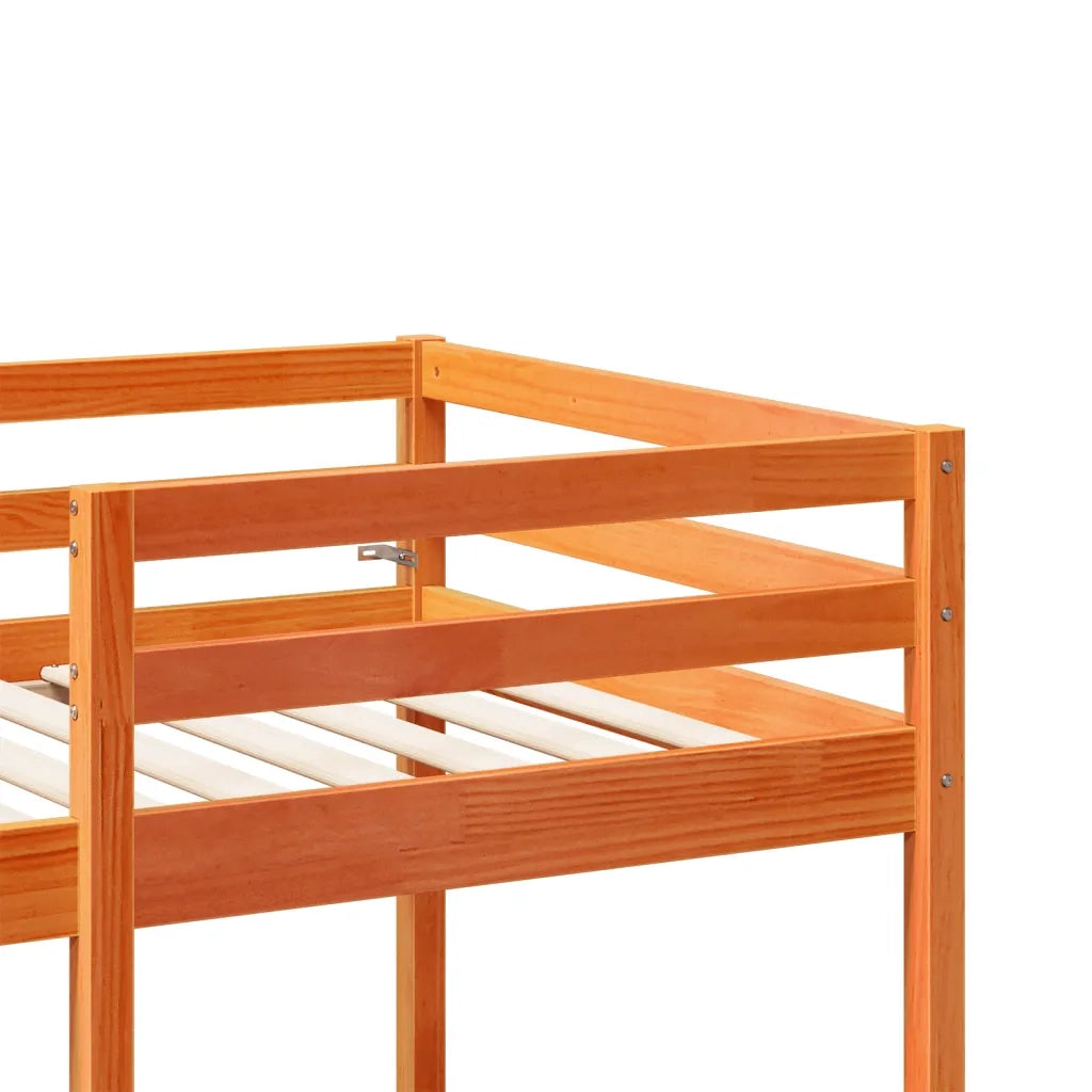 Giroletto Soppalco Scrivania e Sedie-Struttura Letto Marrone Cera 90x190cm Pino