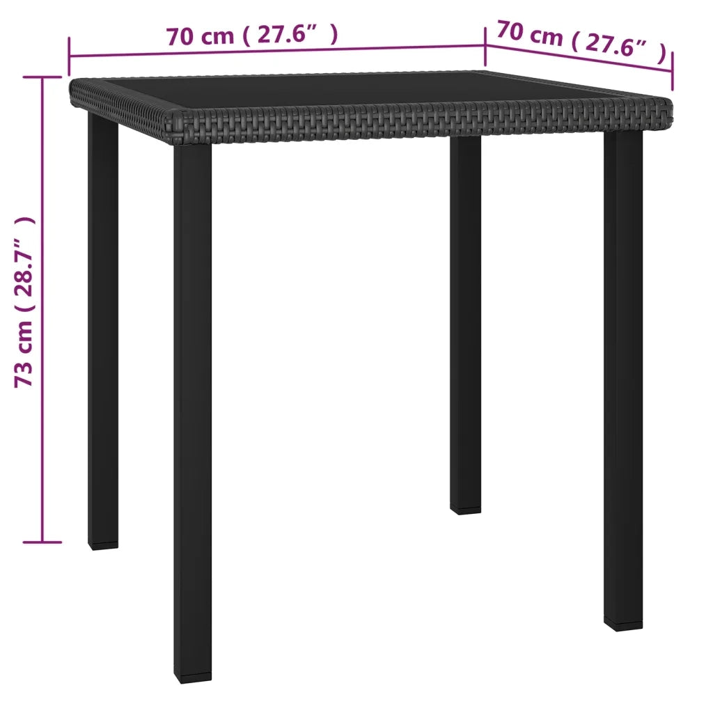 Set da Pranzo da Giardino 3 pz | Set Salotto da Giardino in Polyrattan Nero
