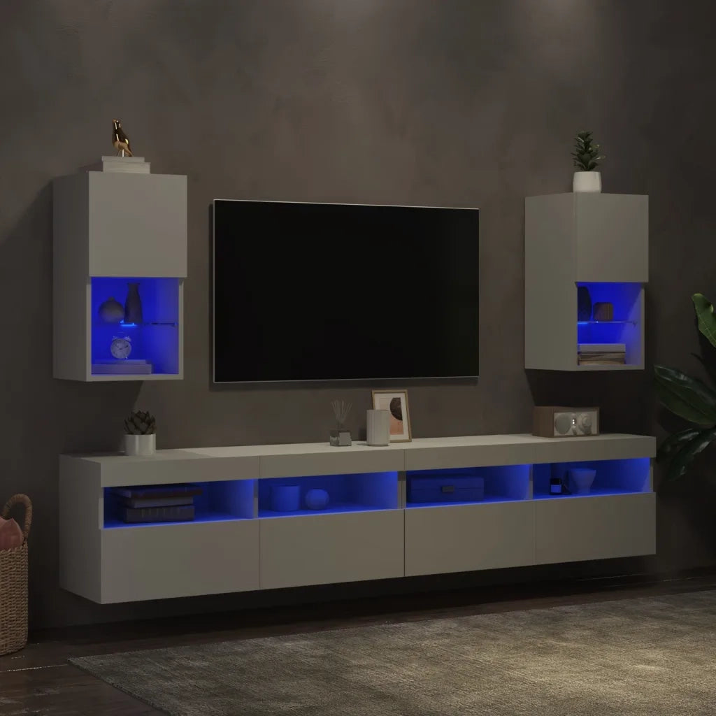 Mobili TV con Luci LED 2pz Bianchi 30,5x30x60 cm 836988