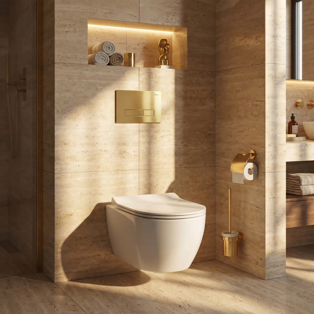 Set Telaio Da Incasso Per Wc Slim 024n Con Pulsante Hd Gold