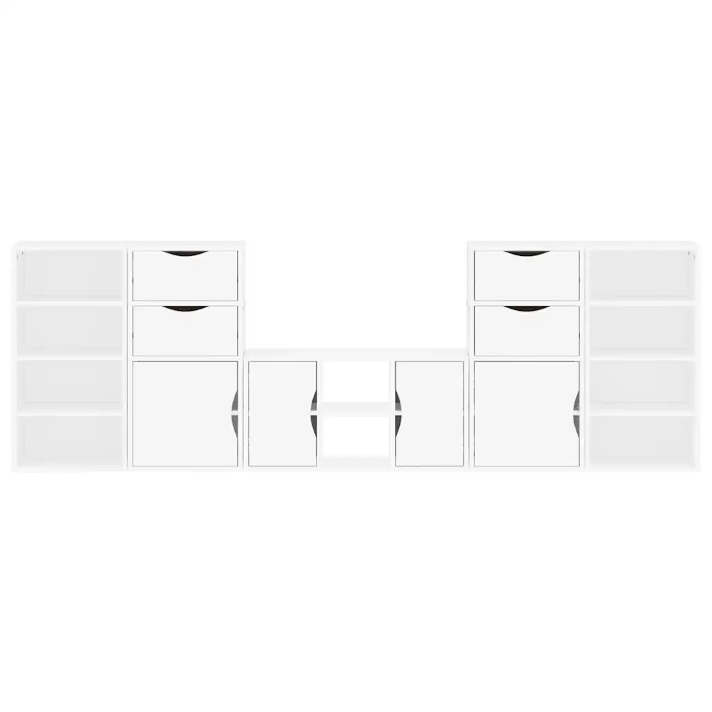 Mobile TV 5 pz con Contenitore ODDA Bianco in Legno di Pino 3365369