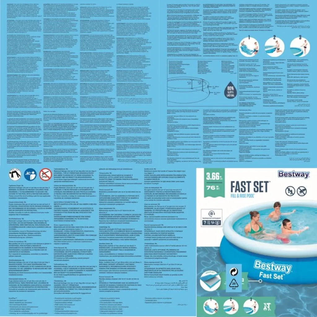Bestway Piscina Gonfiabile Rotonda Fast Set 366x76 cm 57273 91602