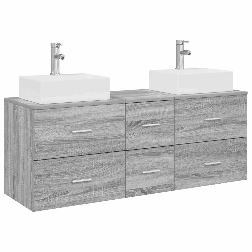 Set di Armadi da Bagno 3 pz Sonoma grigio 49,5 x 41 x 62,5 cm 3405848