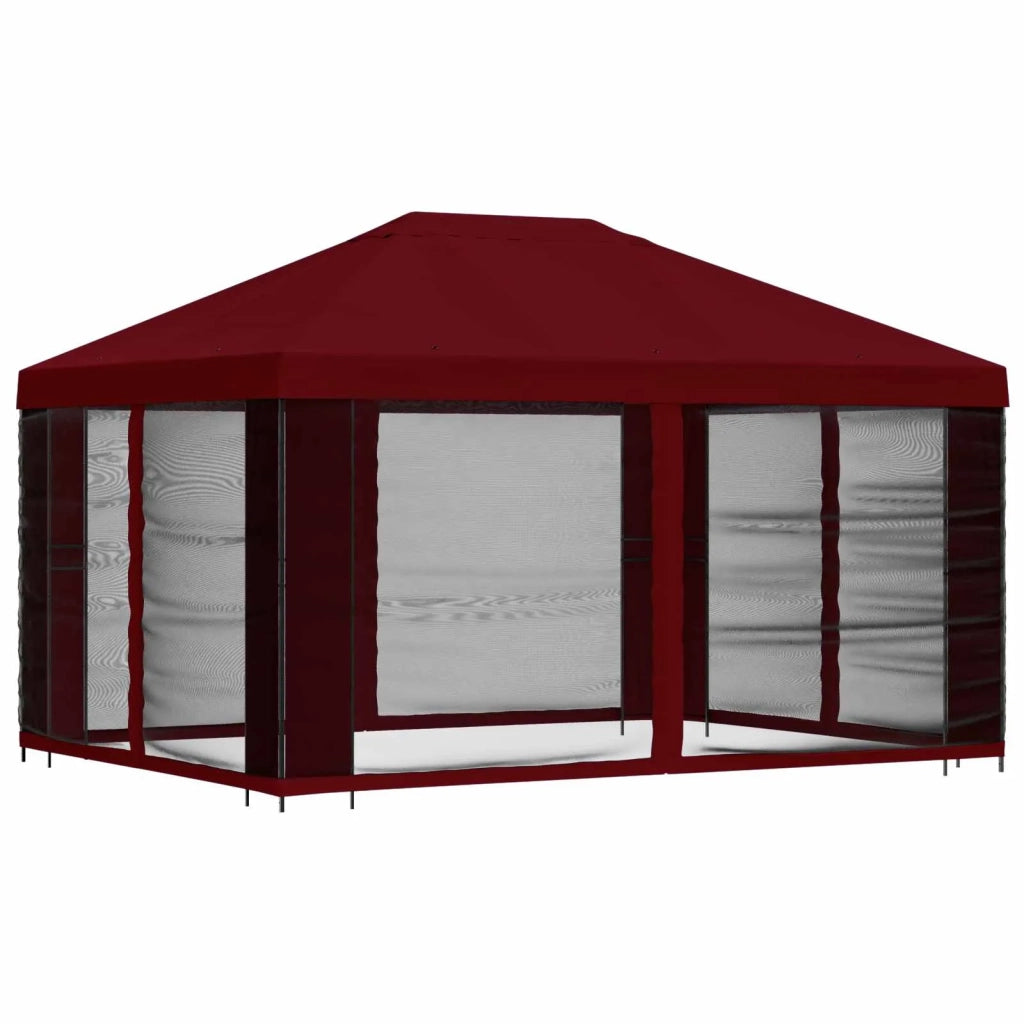 Gazebo da giardino con pareti laterali 4 × 3 m Borgogna 900395