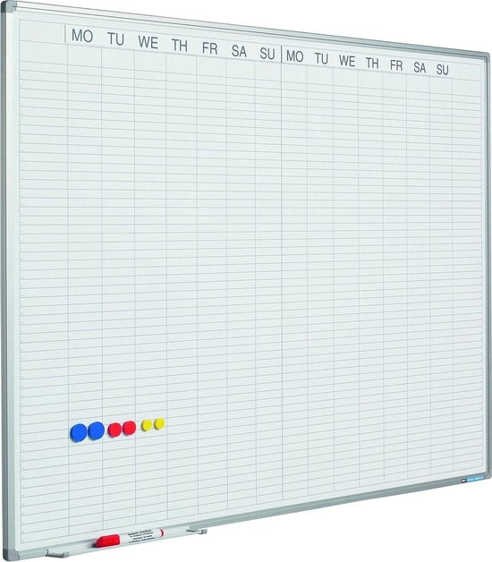 Pannello di progettazione Softline profilo 8mm Doppia settimana, NL incl. riga dei giorni - Calendario settimanale - 90x120 cm