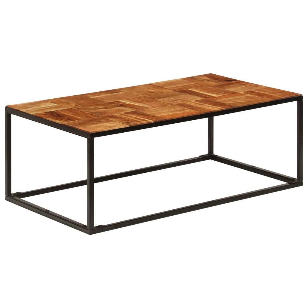 Tavolino da CaffÃ¨ 110x60x40 cm Legno Massello di Acacia Acciaio