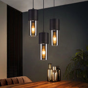 Lampada a sospensione ZMH Lampada a sospensione in vetro a 3 lampadine E27 LED Lampada a sospensione rotonda nera