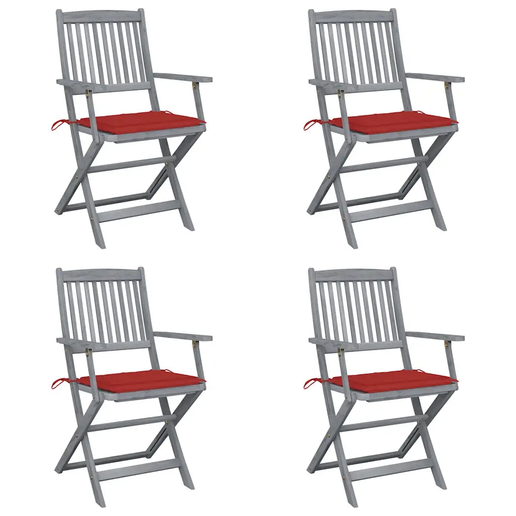 Sedie da Giardino Pieghevoli 4pz con Cuscini in Massello Acaciacod mxl 93716