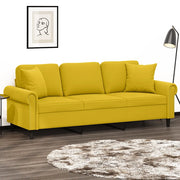 Divano a 3 Posti con Cuscini Giallo 180 cm in Vellutocod mxl 75185